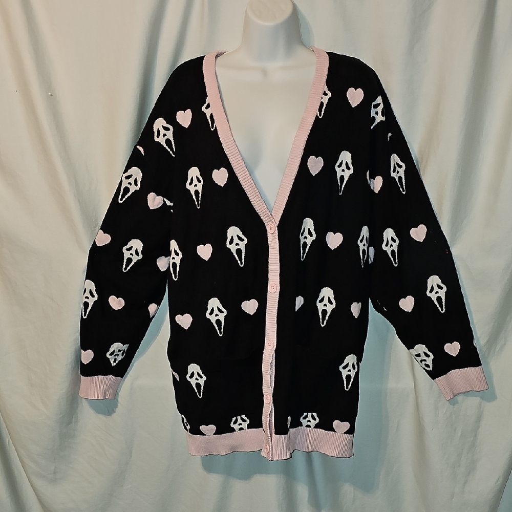 Hot Topic Scream Ghostface/Hearts Cardigan